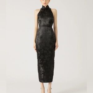 Sau Lee Jill Chinese Jacquard Pencil Dress Black 4 NWT